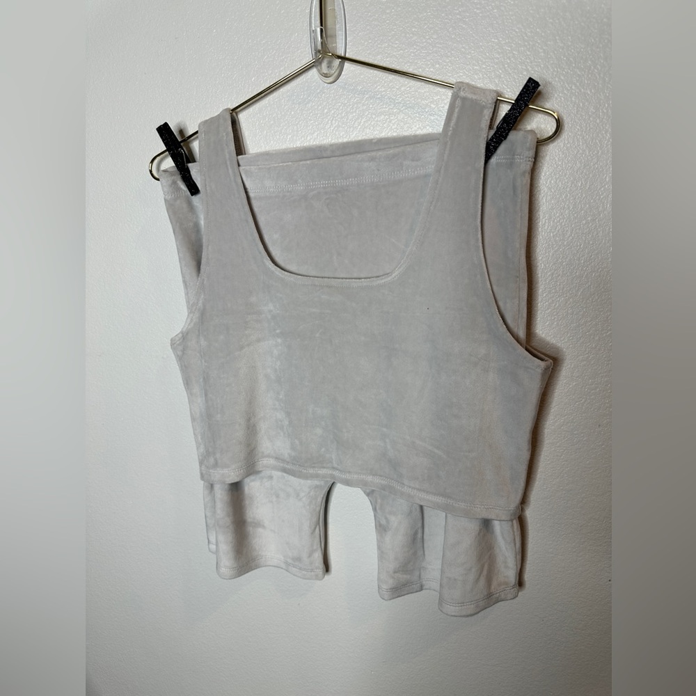 NWT Woman’s Baby White Biker short Cami Top velvet 2 Piece Set Sizes in M & L